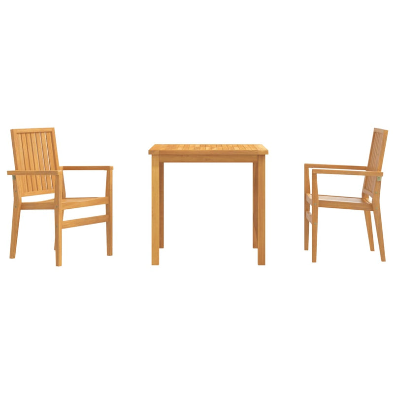 3 Piece Garden Dining Set Solid Wood Teak