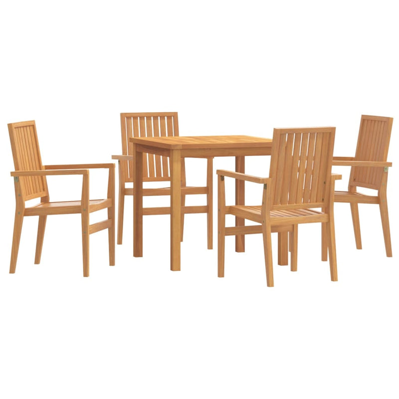 5 Piece Garden Dining Set Solid Wood Teak