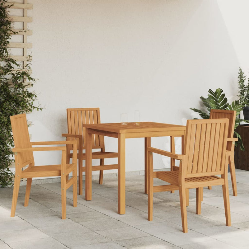 5 Piece Garden Dining Set Solid Wood Teak