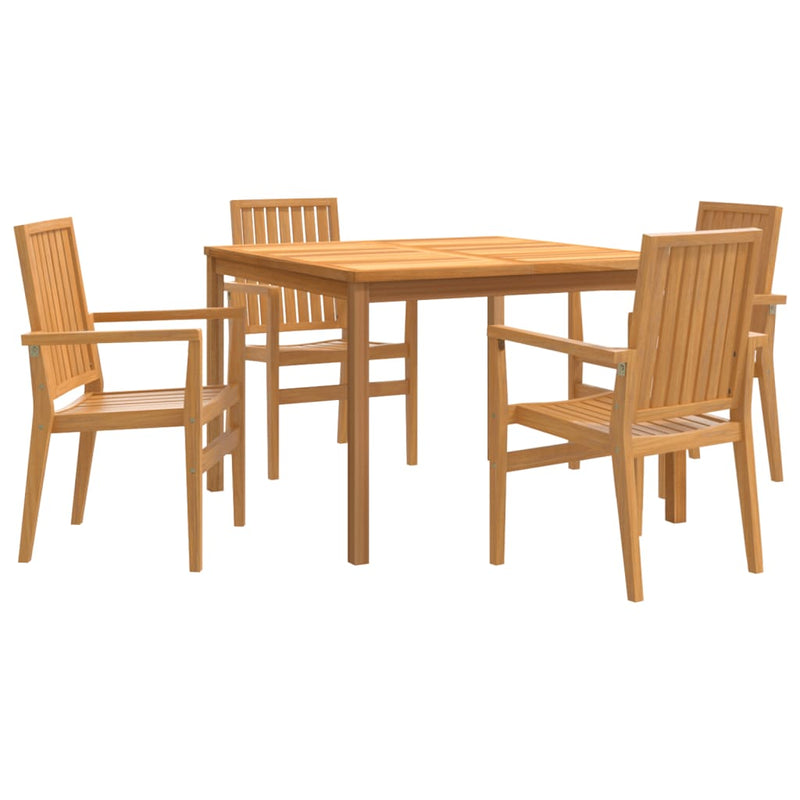 5 Piece Garden Dining Set Solid Wood Teak