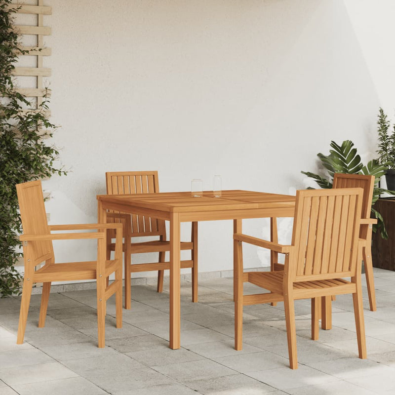 5 Piece Garden Dining Set Solid Wood Teak