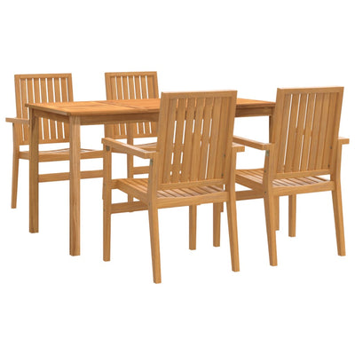 5 Piece Garden Dining Set Solid Wood Teak