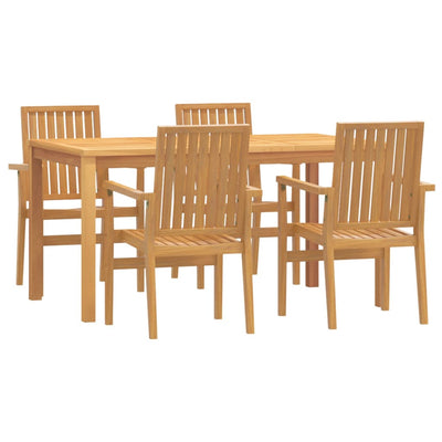 5 Piece Garden Dining Set Solid Wood Teak