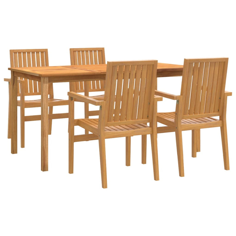 5 Piece Garden Dining Set Solid Wood Teak