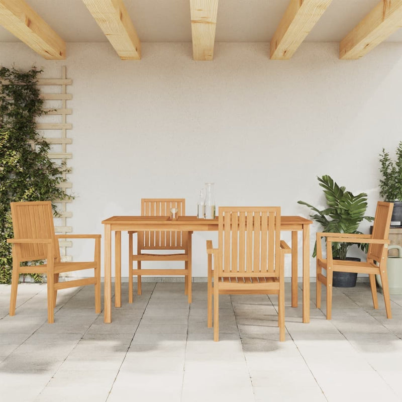 5 Piece Garden Dining Set Solid Wood Teak