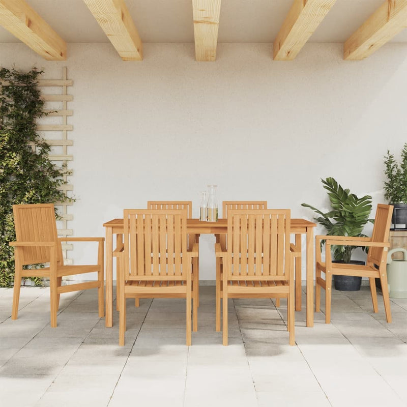 7 Piece Garden Dining Set Solid Wood Teak