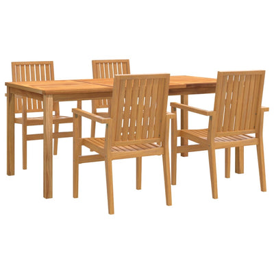 5 Piece Garden Dining Set Solid Wood Teak