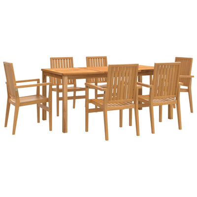 7 Piece Garden Dining Set Solid Wood Teak