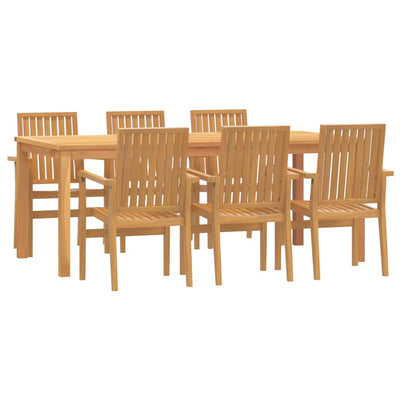 7 Piece Garden Dining Set Solid Wood Teak