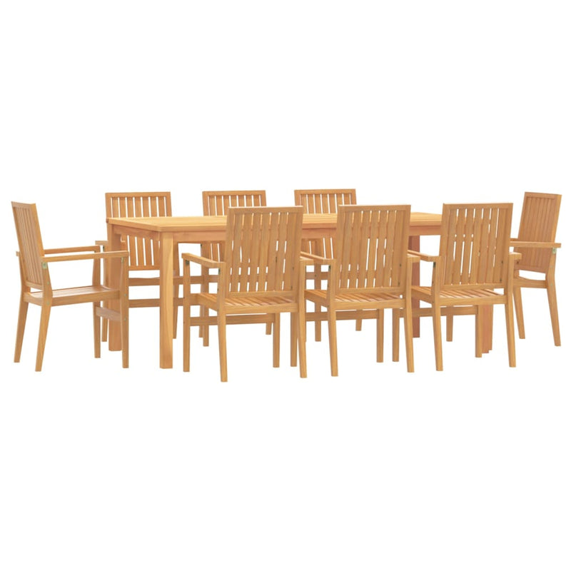 9 Piece Garden Dining Set Solid Wood Teak