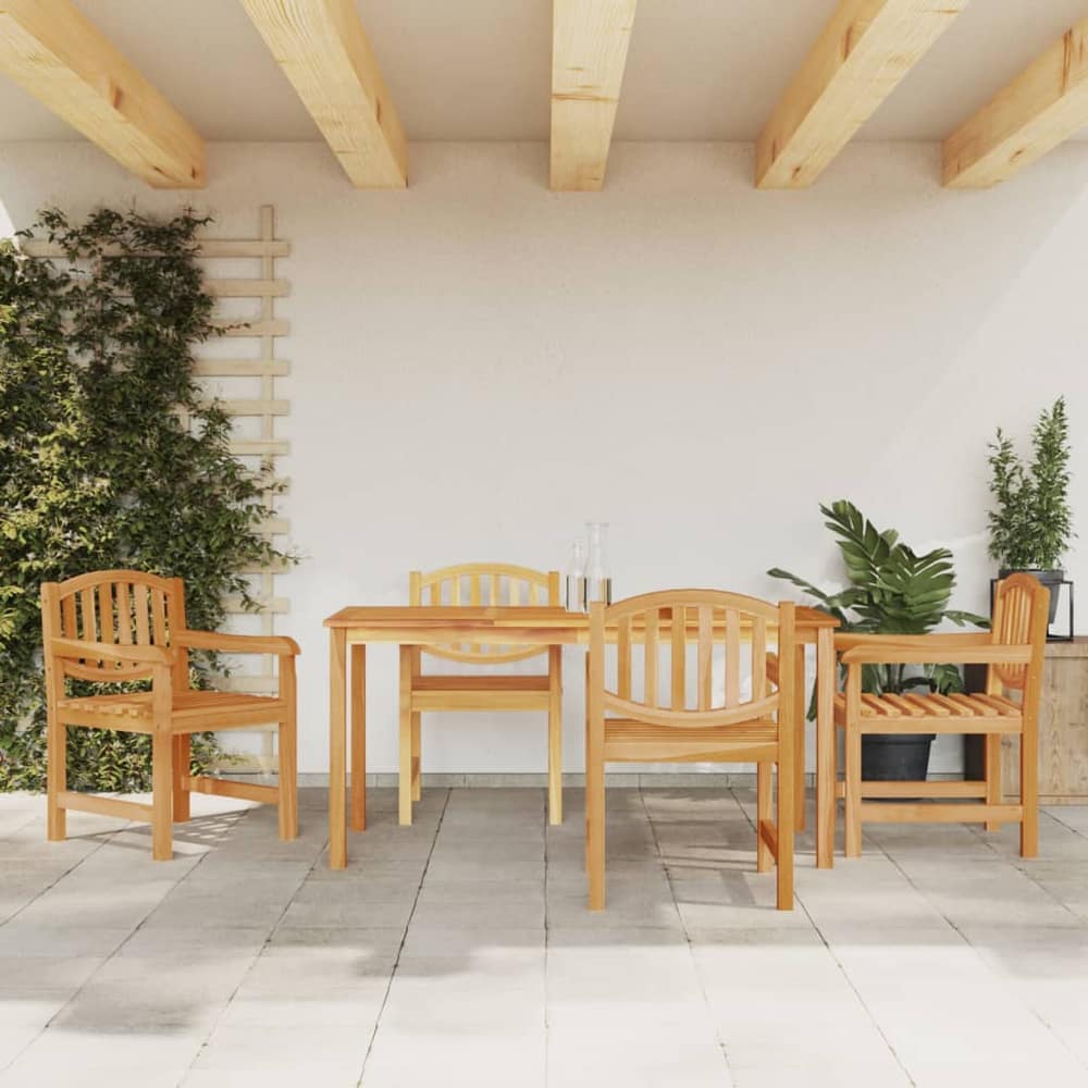 5 Piece Garden Dining Set Solid Wood Teak 160 cm table length 4