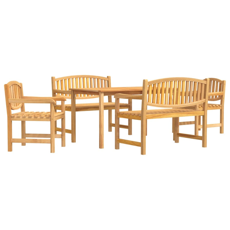 5 Piece Garden Dining Set Solid Wood Teak