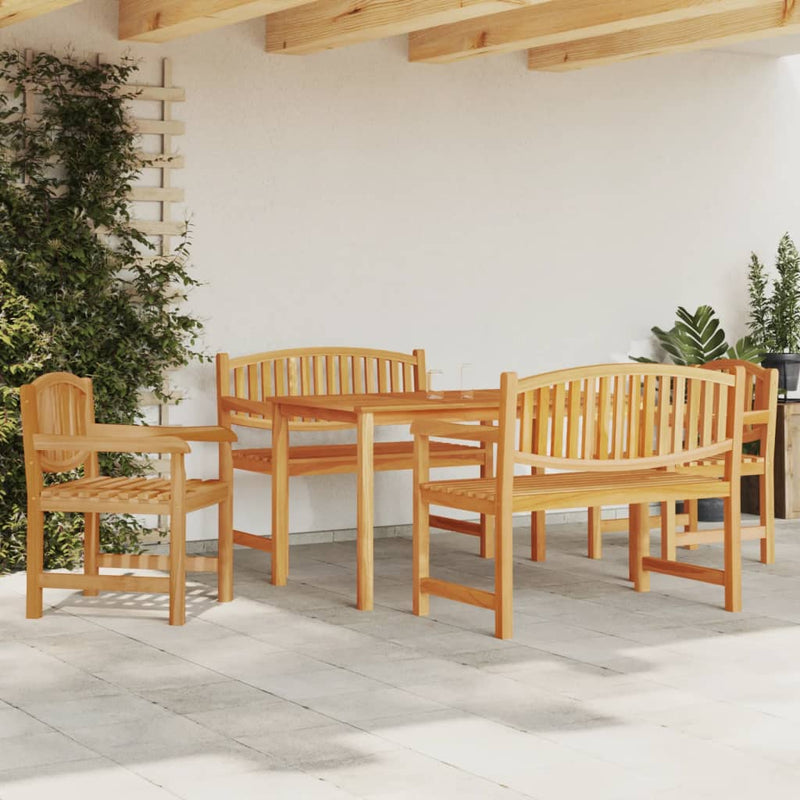 5 Piece Garden Dining Set Solid Wood Teak