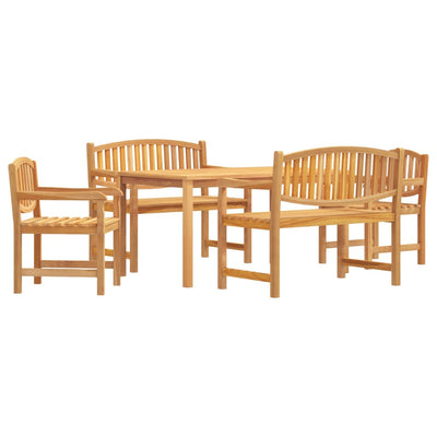 5 Piece Garden Dining Set Solid Wood Teak