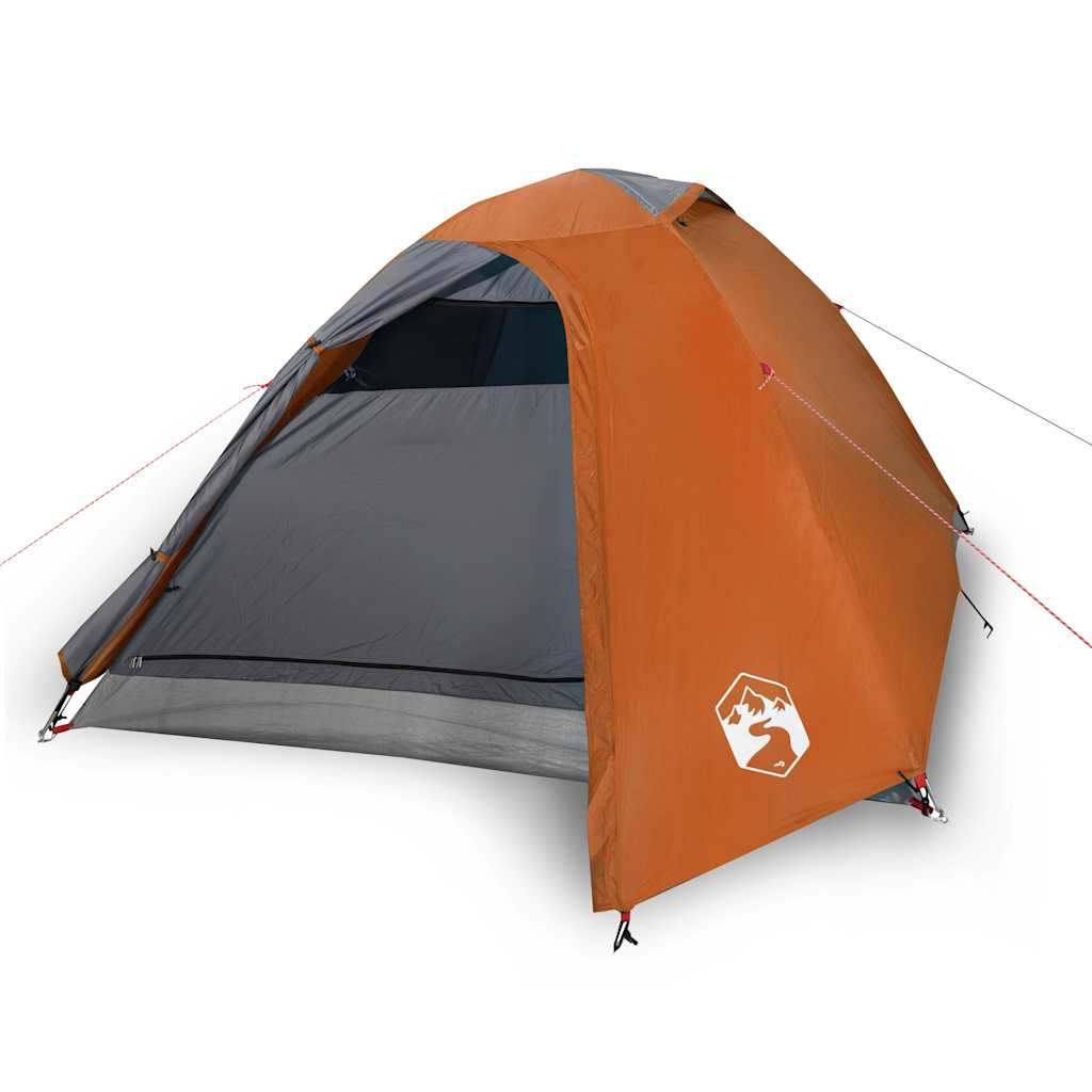 vidaXL Camping Tent Dome 3-Person Grey and Orange Waterproof 2