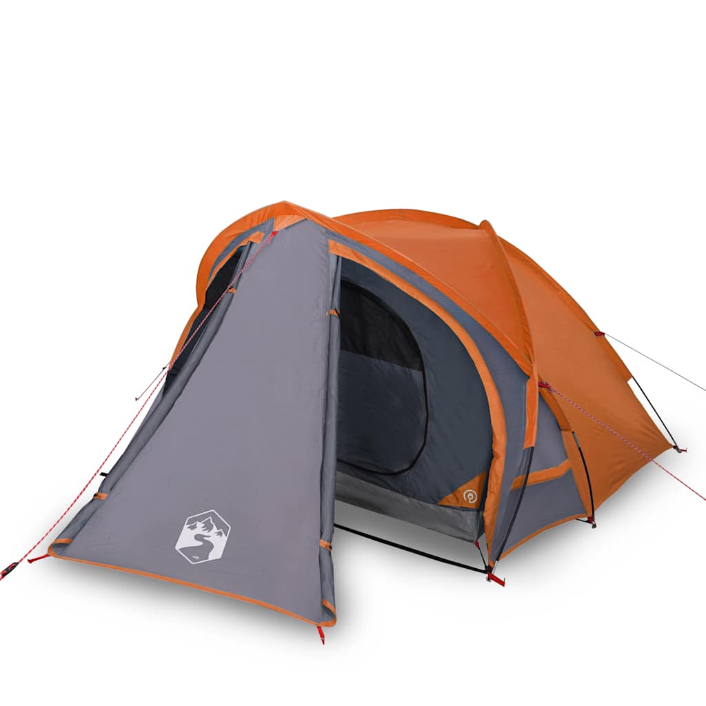 vidaXL Camping Tent Dome 2-Person Grey and Orange Waterproof 2