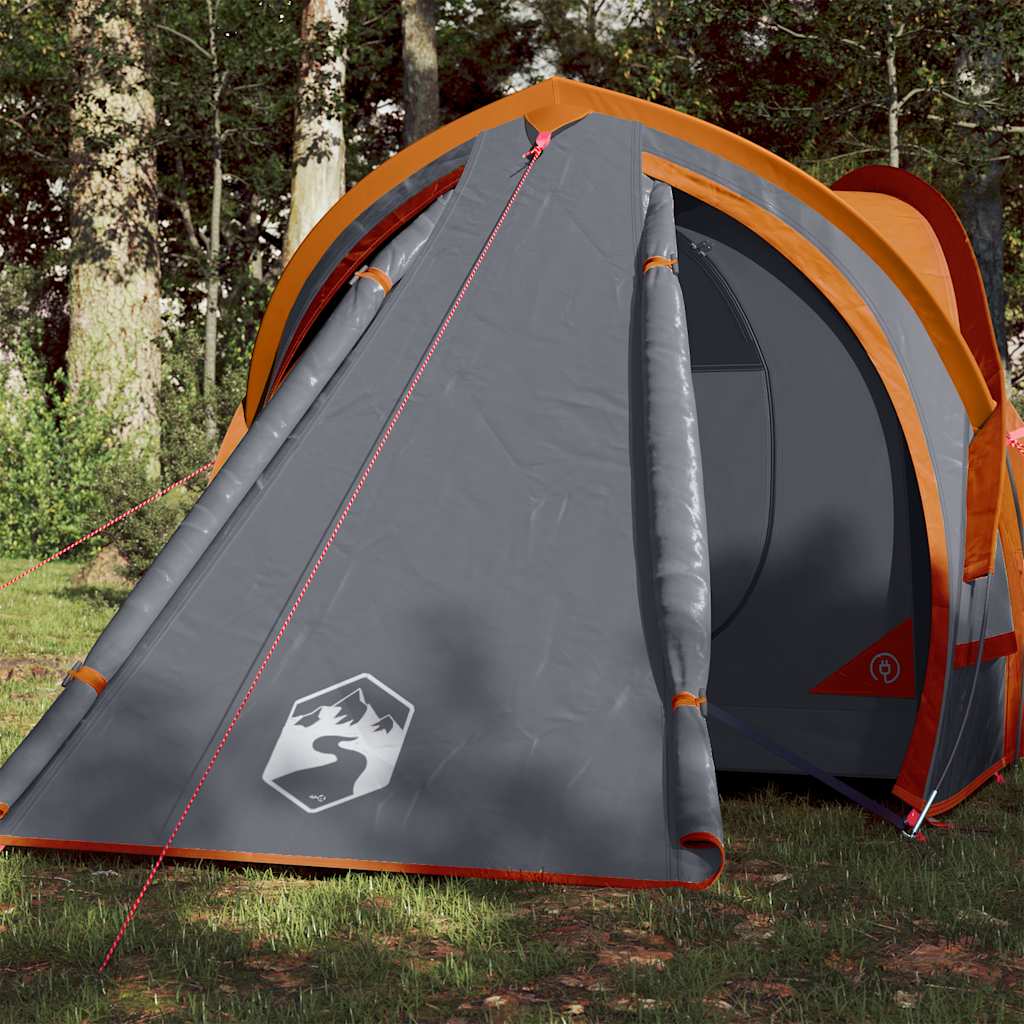 vidaXL Camping Tent Dome 2-Person Grey and Orange Waterproof 1