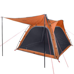 vidaXL Camping Tent 4-Person Grey and Orange Quick Release Waterproof 4