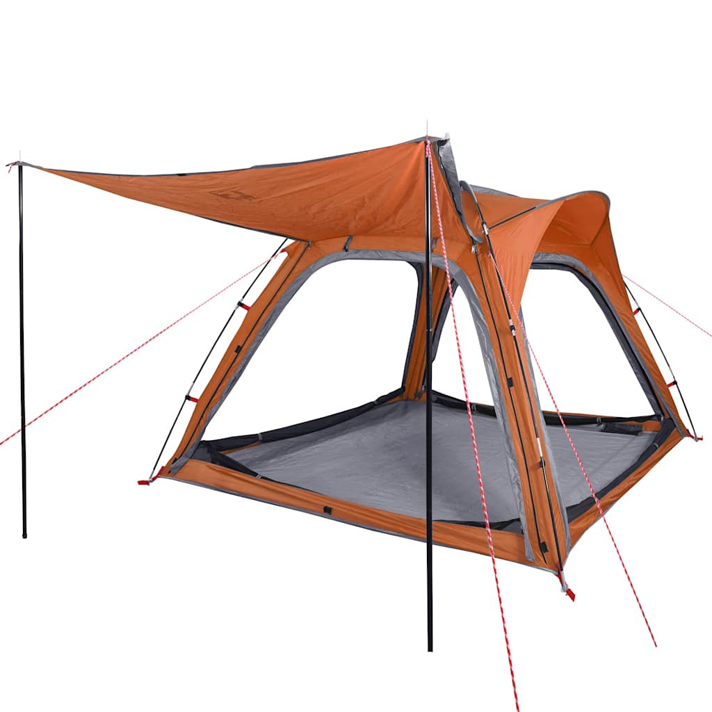 vidaXL Camping Tent 4-Person Grey and Orange Quick Release Waterproof 5