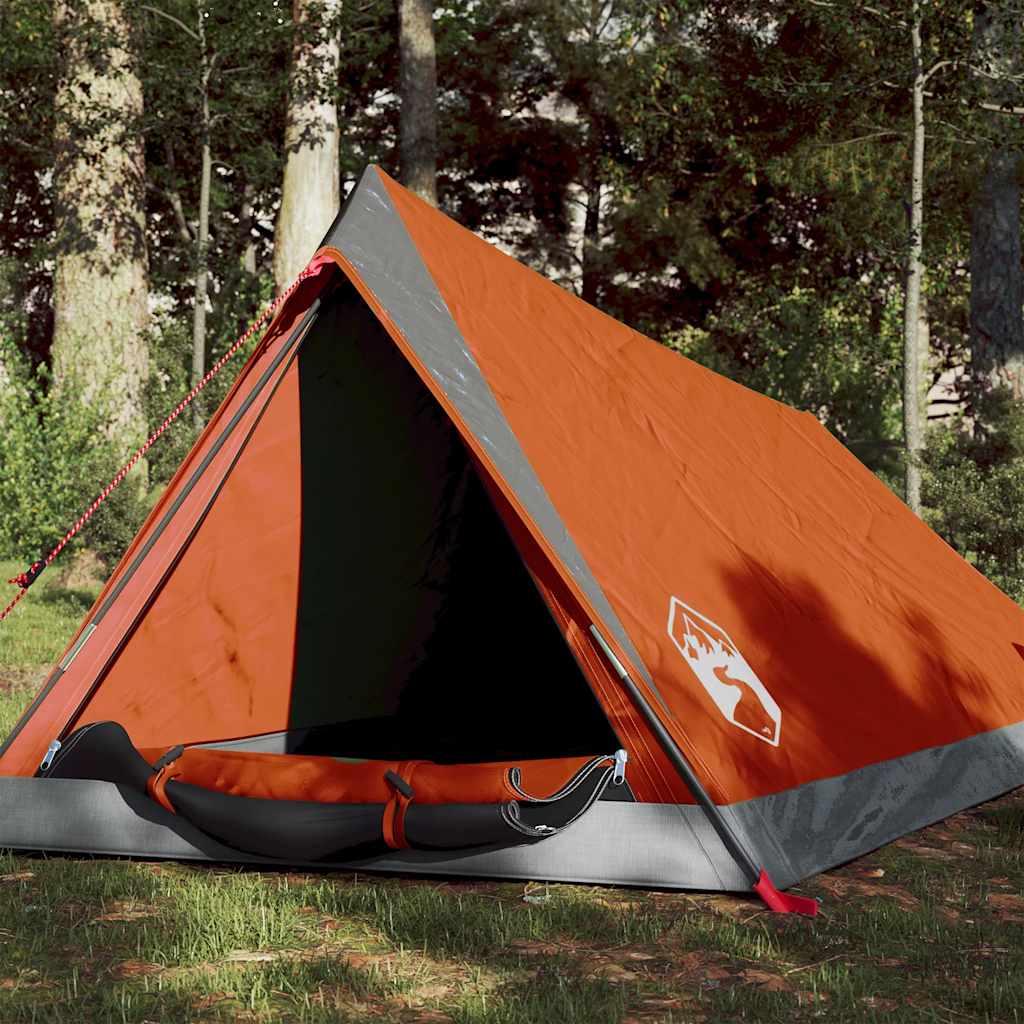 vidaXL Camping Tent 2-Person Grey and Orange Waterproof 1