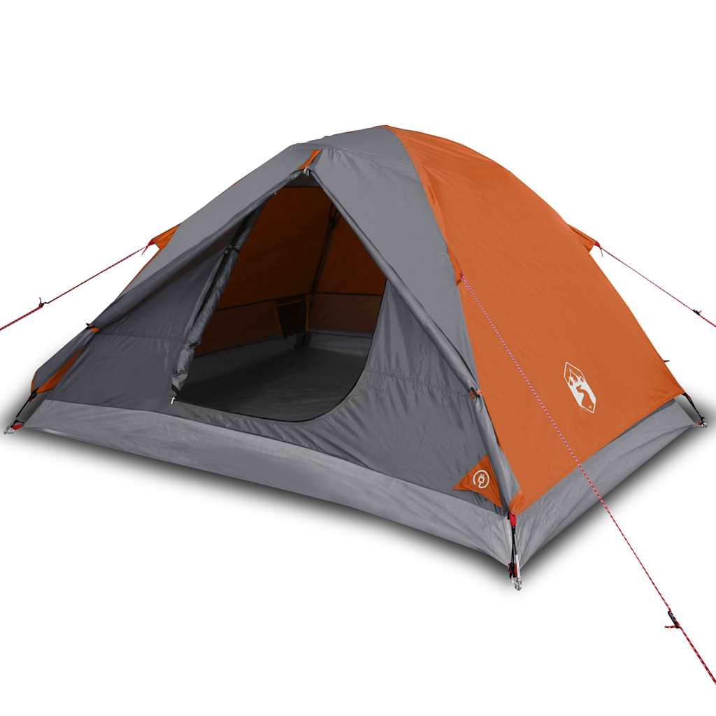 vidaXL Camping Tent Dome 3-Person Orange Waterproof 2