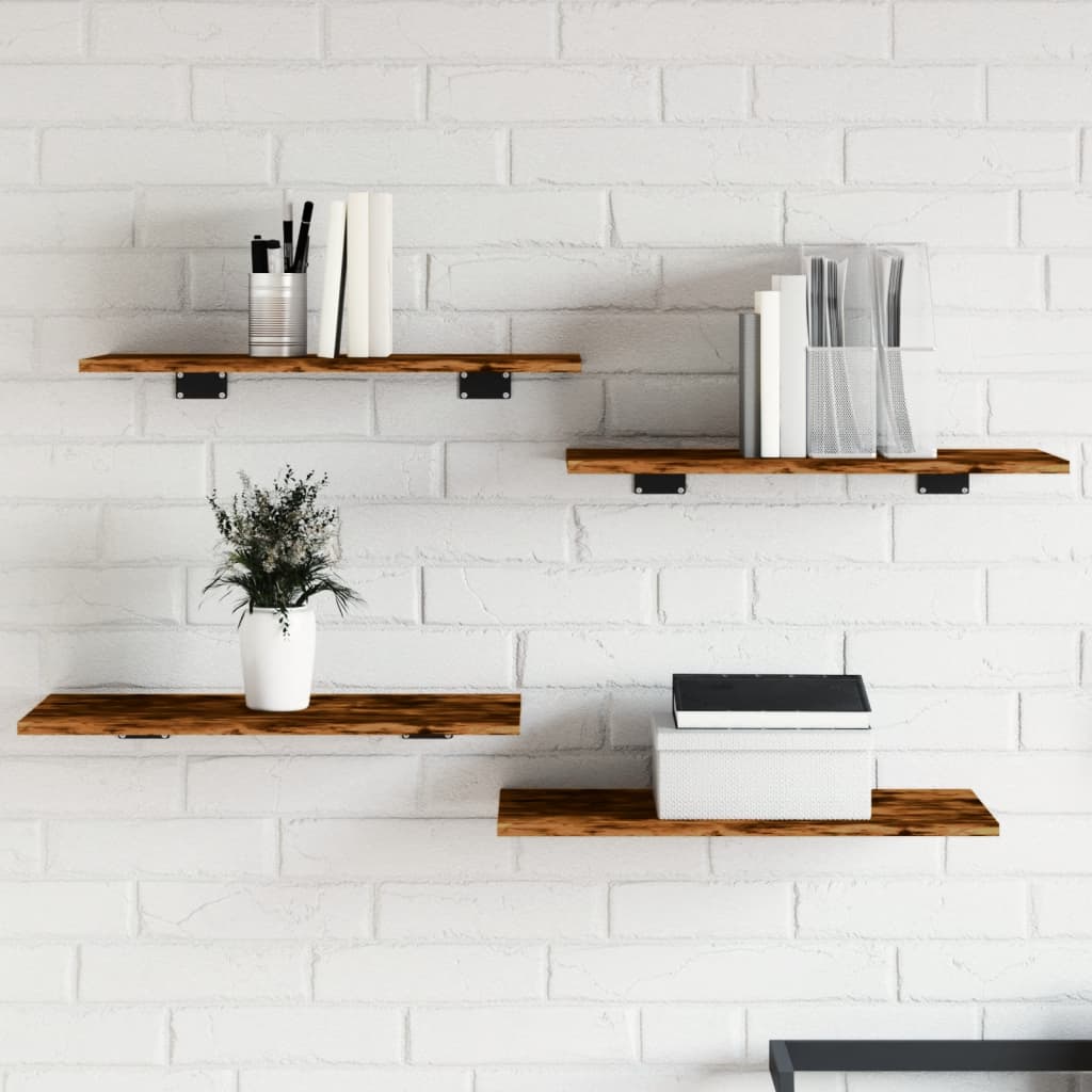vidaXL Wall Shelves 4 pcs Smoked Oak 60x30x1,5 cm Engineered Wood 1
