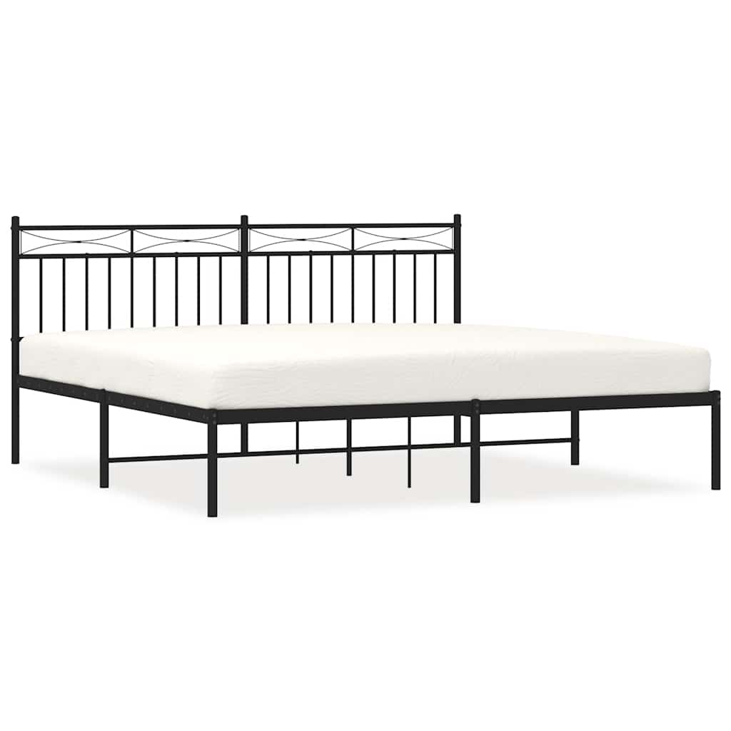 vidaXL Metal Bed Frame without Mattress with Headboard Black 183x213cm 2