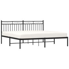 vidaXL Metal Bed Frame without Mattress with Headboard Black 183x213cm 4