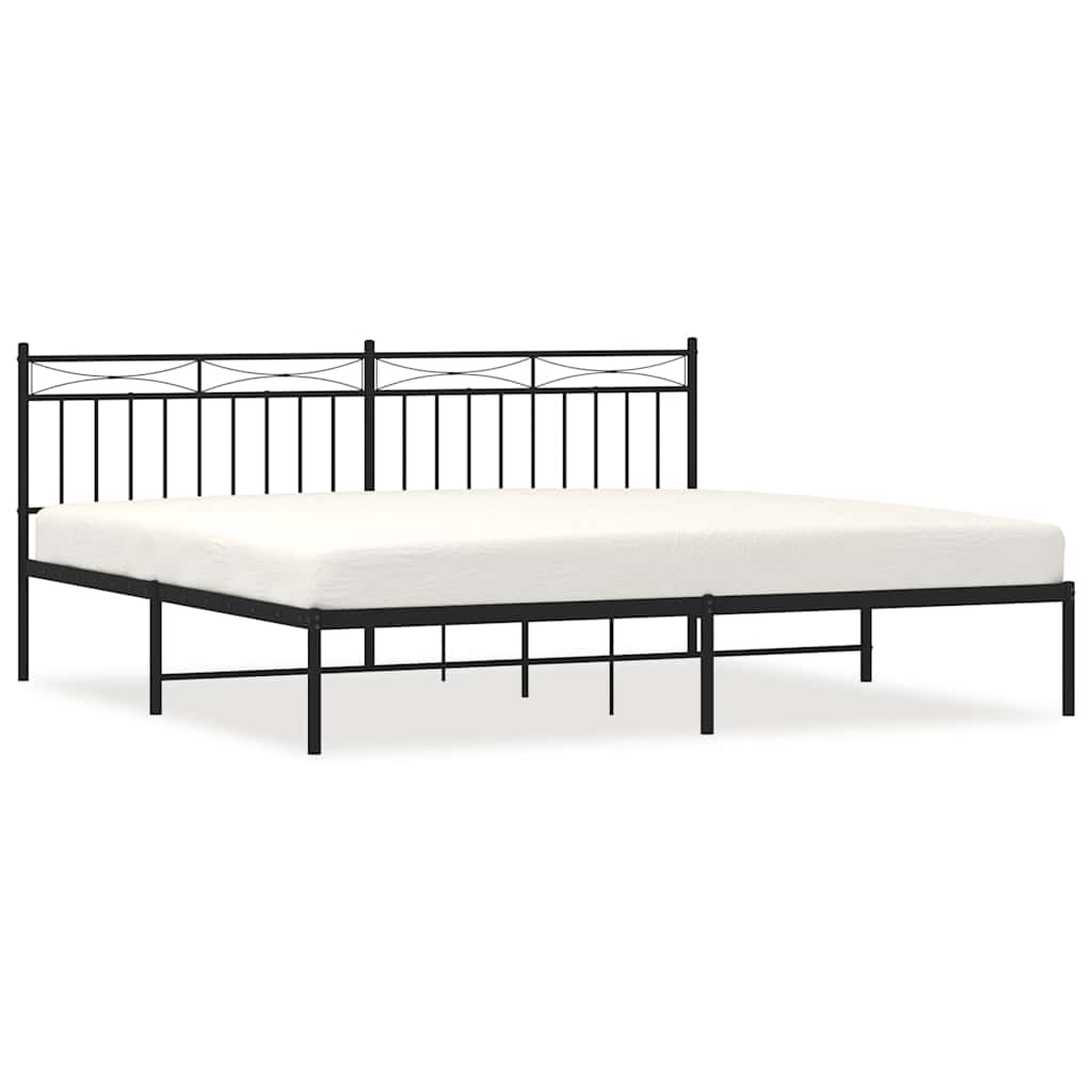 vidaXL Metal Bed Frame without Mattress with Headboard Black 193x203cm 2