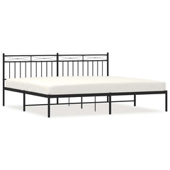 vidaXL Metal Bed Frame without Mattress with Headboard Black 193x203cm 2