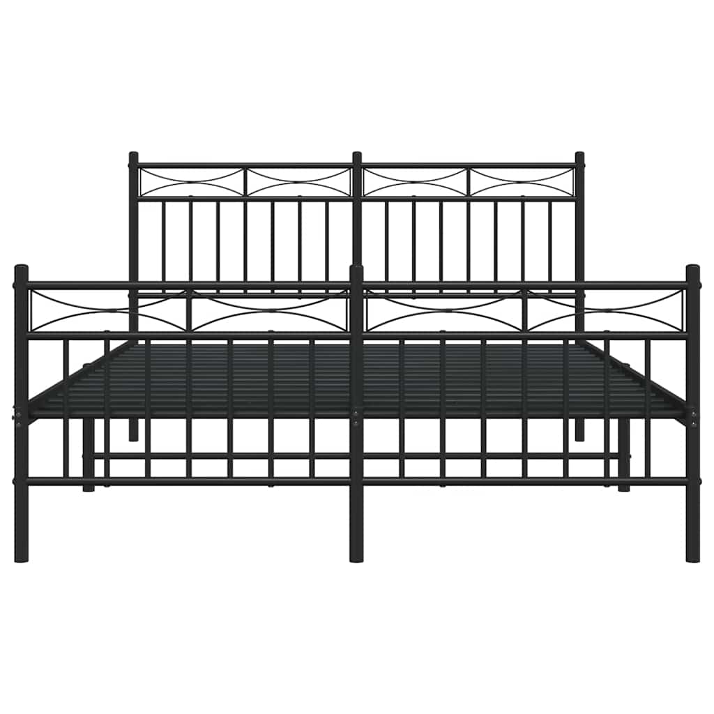vidaXL Metal Bed Frame without Mattress with Footboard Black 135x190cm 6