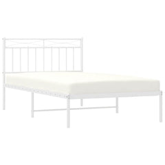 vidaXL Metal Bed Frame without Mattress with Headboard White 100x200cm 4