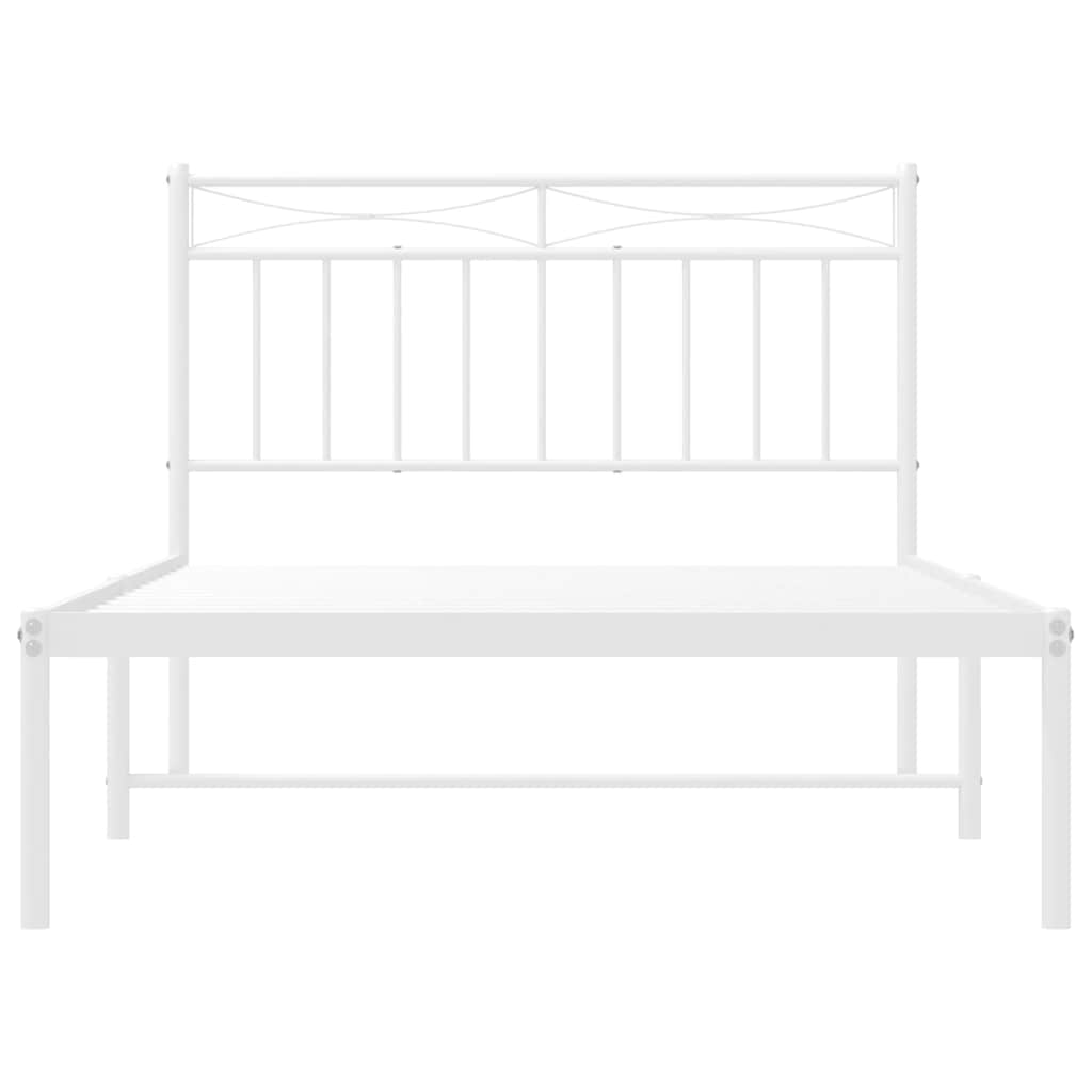 vidaXL Metal Bed Frame without Mattress with Headboard White 100x200cm 6