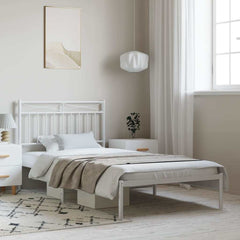 vidaXL Metal Bed Frame without Mattress with Headboard White 100x200cm 1