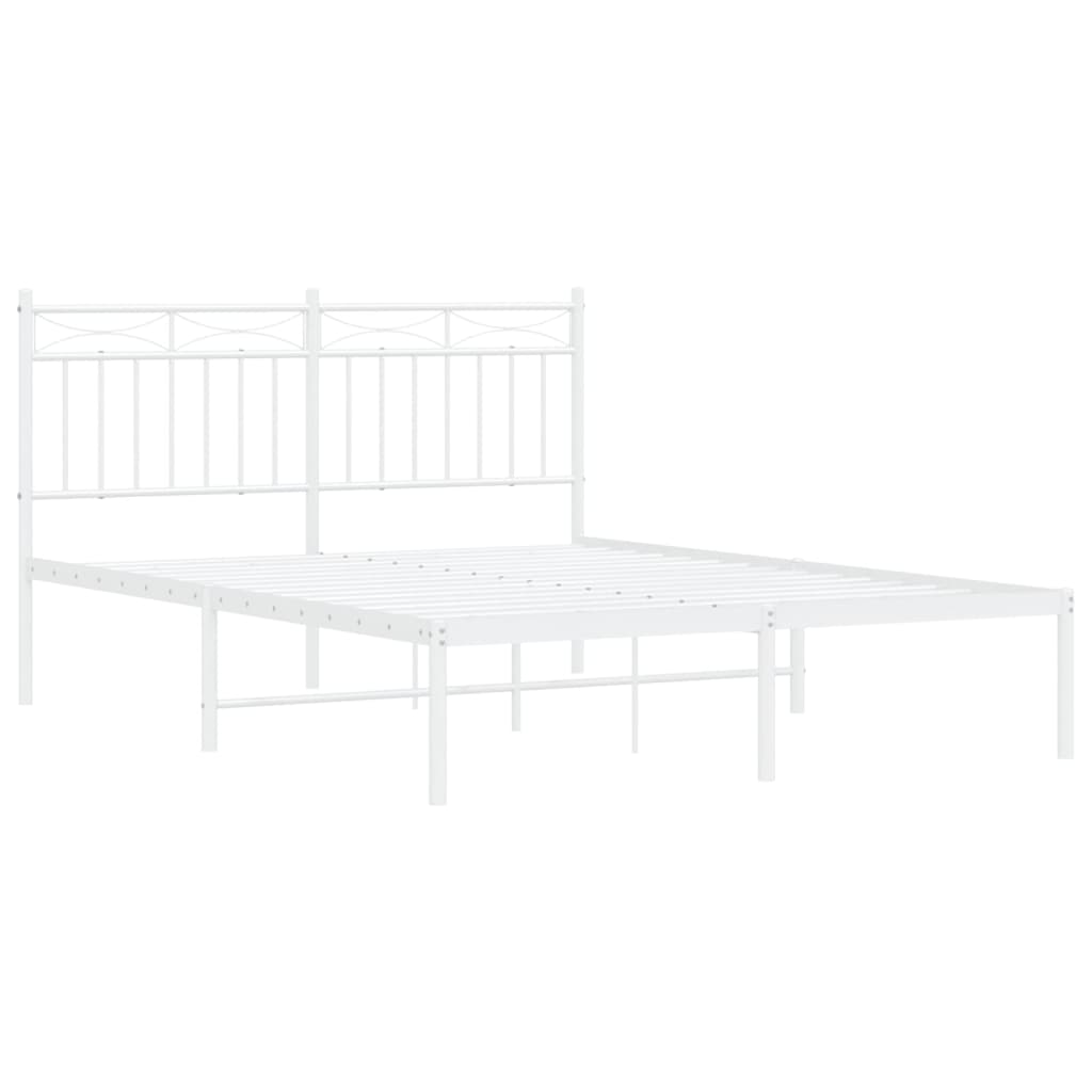 vidaXL Metal Bed Frame without Mattress with Headboard White 140x200cm 4