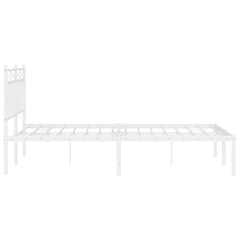 vidaXL Metal Bed Frame without Mattress with Headboard White 140x200cm 6