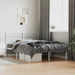 vidaXL Metal Bed Frame without Mattress with Headboard White 140x200cm 1