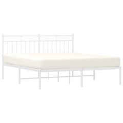 vidaXL Metal Bed Frame without Mattress with Headboard White 150x200cm 4