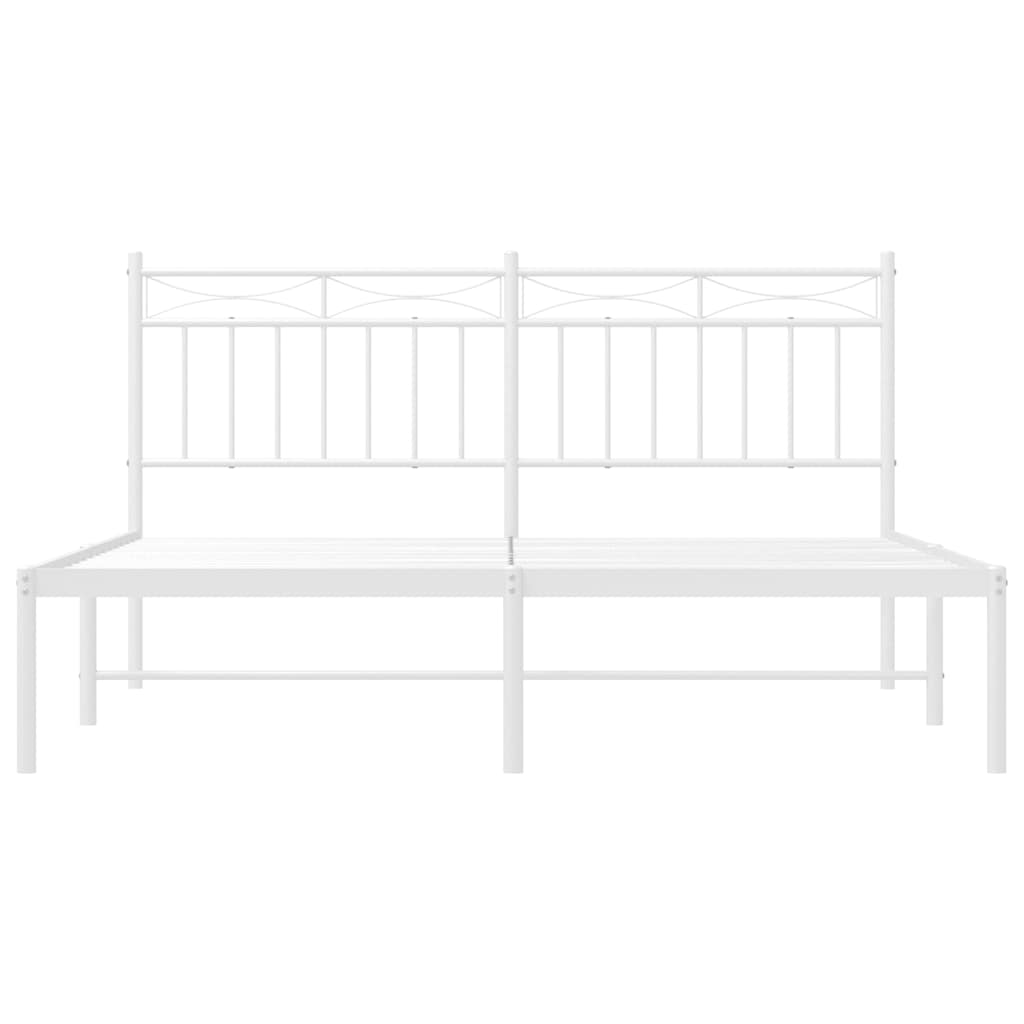 vidaXL Metal Bed Frame without Mattress with Headboard White 150x200cm 6