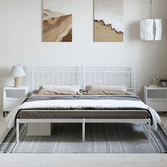 vidaXL Metal Bed Frame without Mattress with Headboard White 183x213cm 3