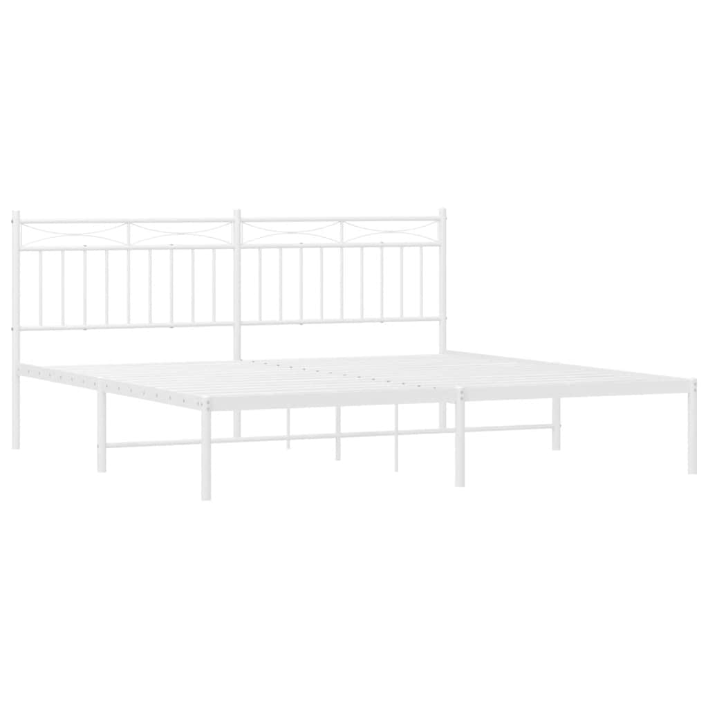 vidaXL Metal Bed Frame without Mattress with Headboard White 183x213cm 5