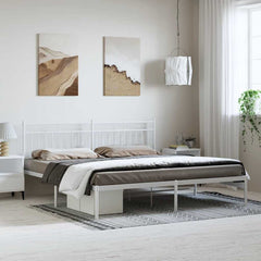 vidaXL Metal Bed Frame without Mattress with Headboard White 183x213cm 1