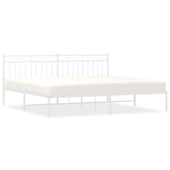 vidaXL Metal Bed Frame without Mattress with Headboard White 193x203cm 2