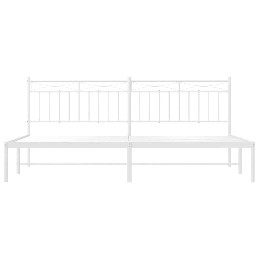 vidaXL Metal Bed Frame without Mattress with Headboard White 193x203cm 6