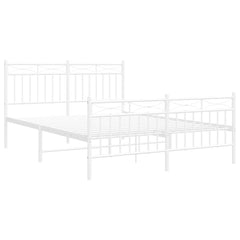 vidaXL Metal Bed Frame without Mattress with Footboard White 135x190cm 5