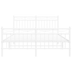 vidaXL Metal Bed Frame without Mattress with Footboard White 135x190cm 6