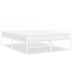 vidaXL Metal Bed Frame without Mattress with Footboard White 140x190cm 2