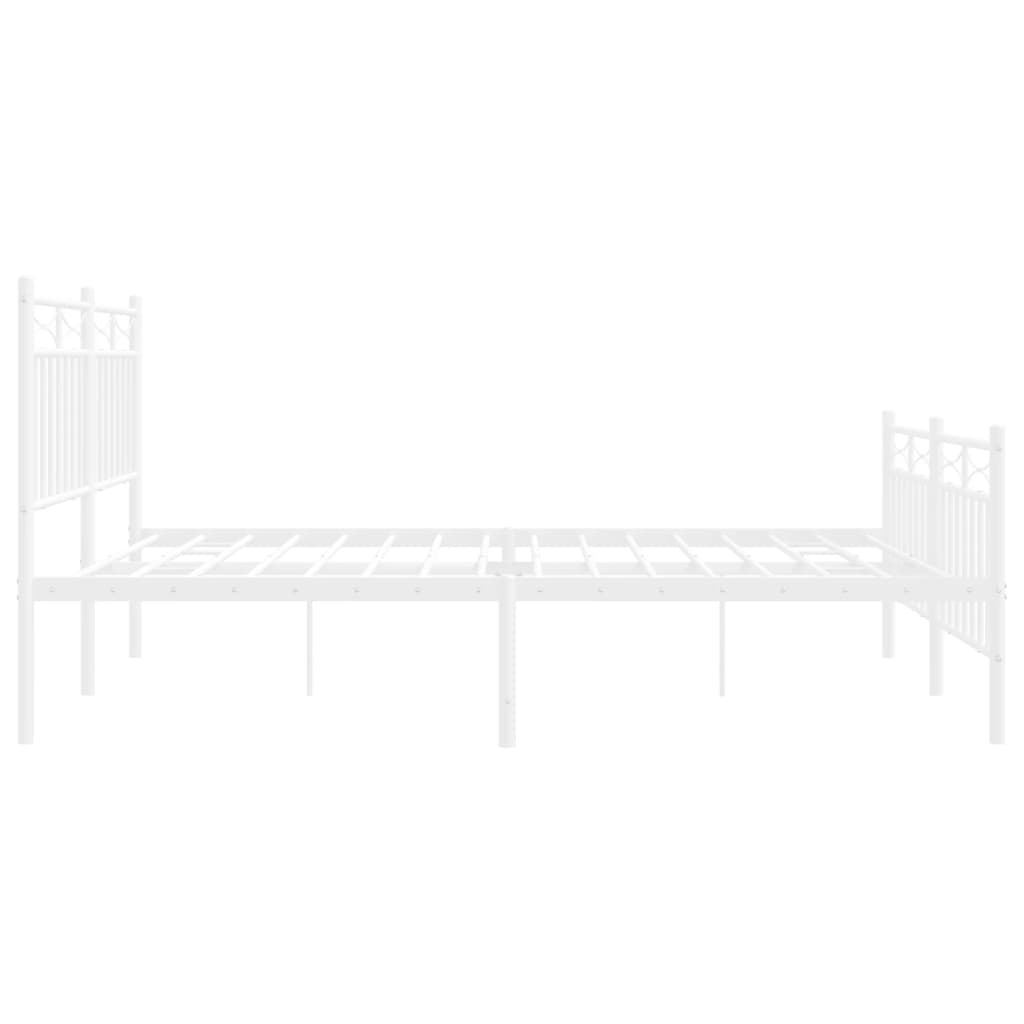 vidaXL Metal Bed Frame without Mattress with Footboard White 140x190cm 6