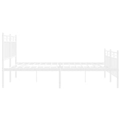 vidaXL Metal Bed Frame without Mattress with Footboard White 140x190cm 6