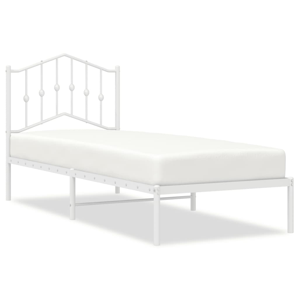 vidaXL Metal Bed Frame without Mattress with Headboard White 75x190cm 2